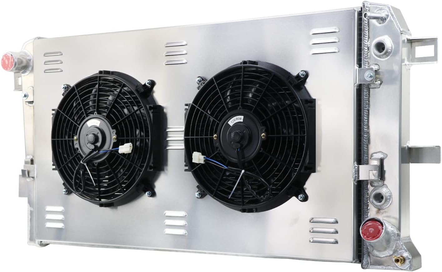 Full Aluminum Radiator Compatible with 2001-2005 GMC Chevy Silverado Sierra 3500 2500 HD w/ 6.6L Duramax LB7/LLY, 44MM 3 Row Core Cooling Radiators + Shroud/Electric Fan + Relay Kit