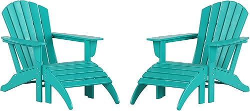 Miniatura 2 de WestinTrends Dylan - Sillas lounge para exteriores, 2 piezas de sillas Adirondack de concha marina con juego otomano, juego de muebles de sillas de