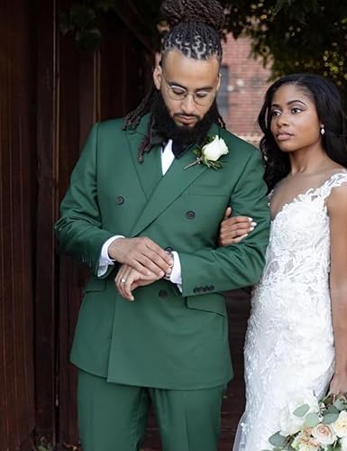 Miniatura 8 de Traje de 2 piezas de doble botonadura para hombre, ajuste delgado, pantalones de blazer de doble botonadura, conjuntos de pantalones para boda,