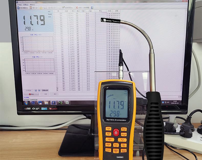 風温計 風量計 USB 500グループデータ保存 電池式 100cmまで伸縮可能 【JSDNGURK】 バックライト付き LCDディ