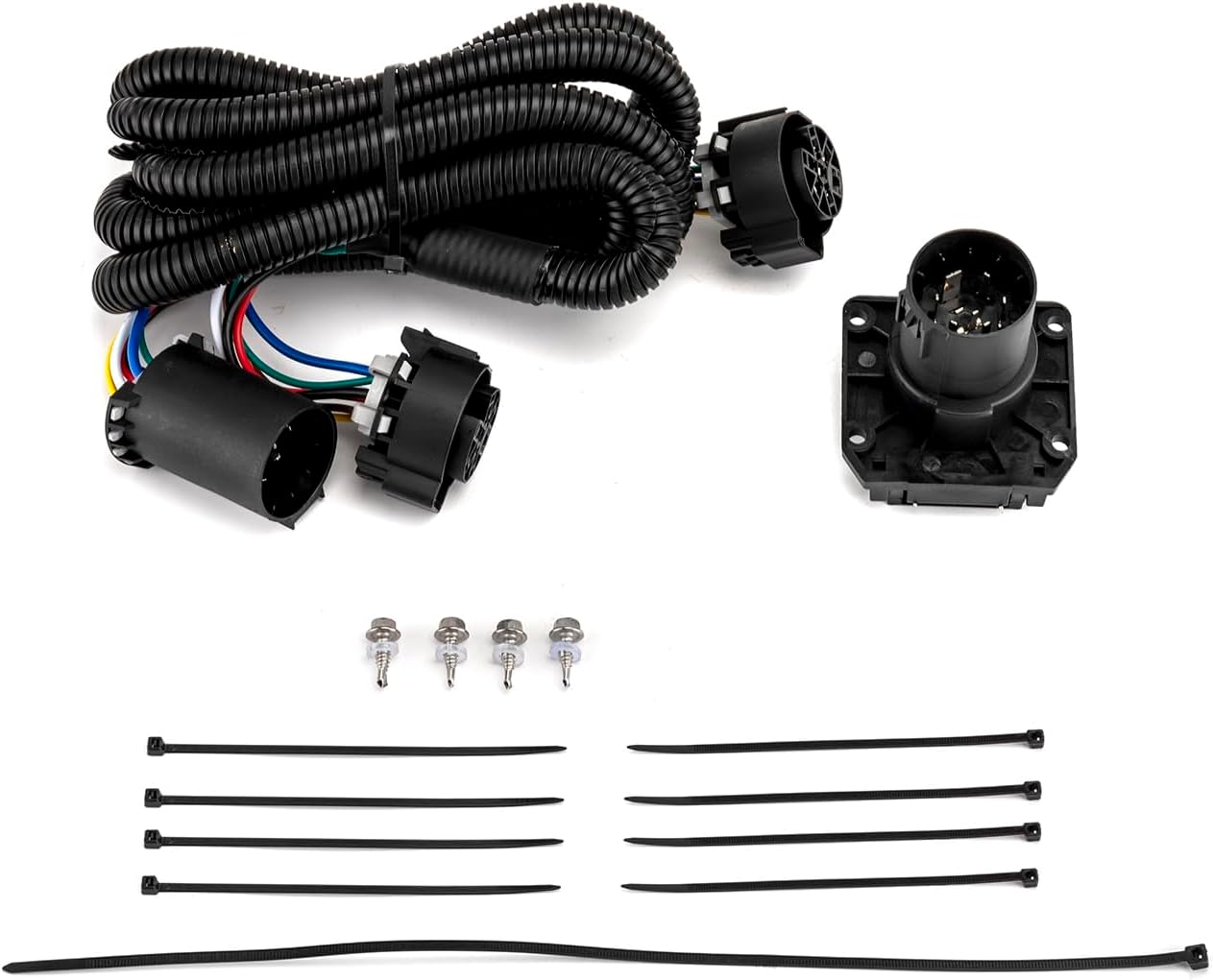 WeiSen 7-Way Trailer Wiring Harness Extension Connect Tail with Plug & Play Connector Compatible with Ford F150 F250 F350 F450 F550 Super Duty Fit Dodge Ram Fit GMC Sierra 1500 2500 3500 Fit Titan