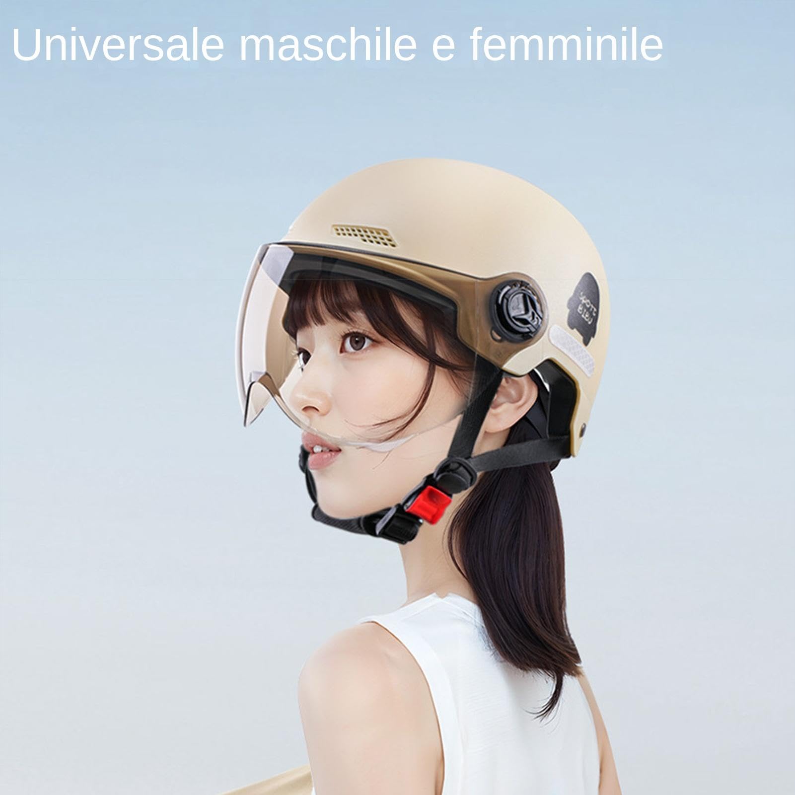 Casco da Moto per Adulti - Casco da Moto Aperto con Visiera, Casco da Sicurezza per Moto A Faccia Aperta, Ammortizzante Casco da Scooter per Unisex della Circonferenza della Testa 45-65cm