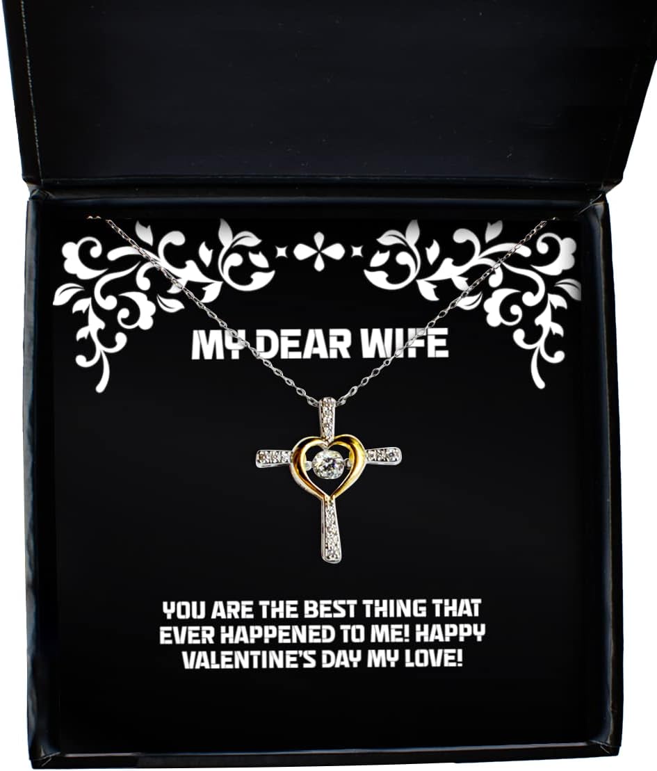 Krumfortable Living Unique Wife, You are The Best Thing That Ever Happened to me! Happy Valentine's!, Epic Cross Dancing Necklace for Wife from Husband
