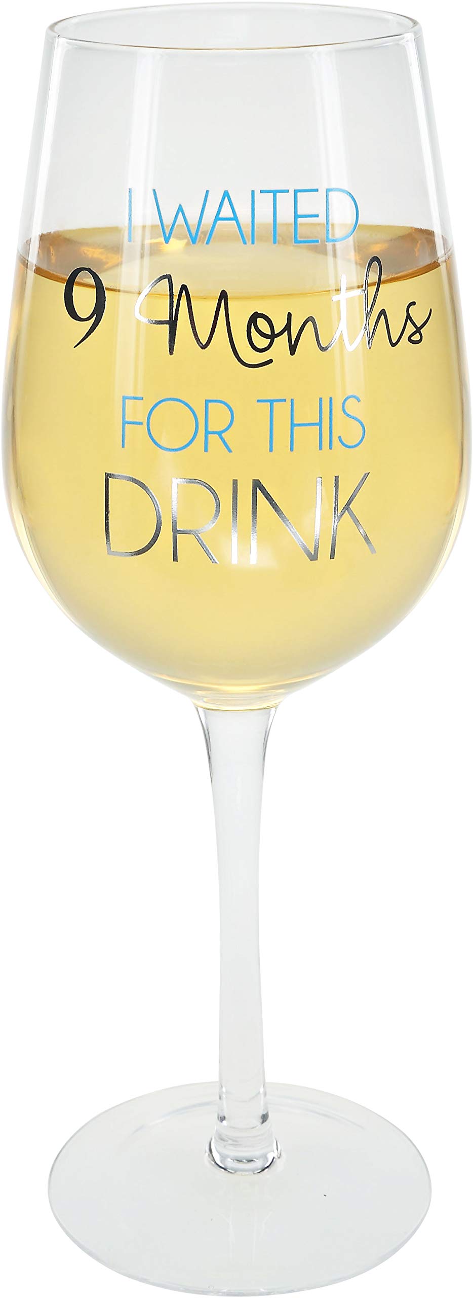 Verre à vin 16 oz bleu I Waited 9 Months Pavilion Gift Company 61165 à tige