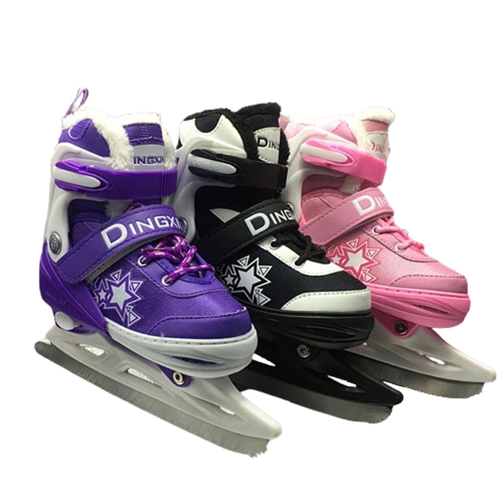 Patins artistiques pour Les Adolescent Garçon Fille-Patins À Glace avec Système De Laçage Rapide Et Boucle À Poussoir pour Un Maintien Sûr-Patins à Glace réglables-Quatre Couleurs