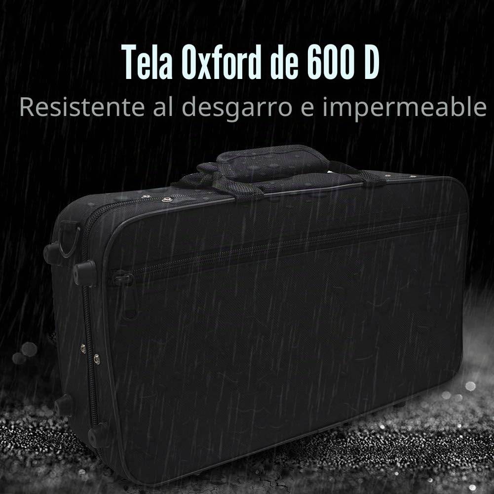 Estuches para Clarinete B Estuche para Clarinete Plano Tela Oxford Negra Lade Espuma Negra Acolchada Estuche de Tela Oxford Engrosada con Correa para Clarinete