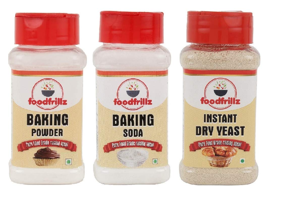 foodfrillz Instant Dry Yeast (100 g), Baking Powder (100 g) + Baking Soda (130 g) Combo Pack of 3 (B08NX1B7X9) Amazon Price History, Amazon Price Tracker