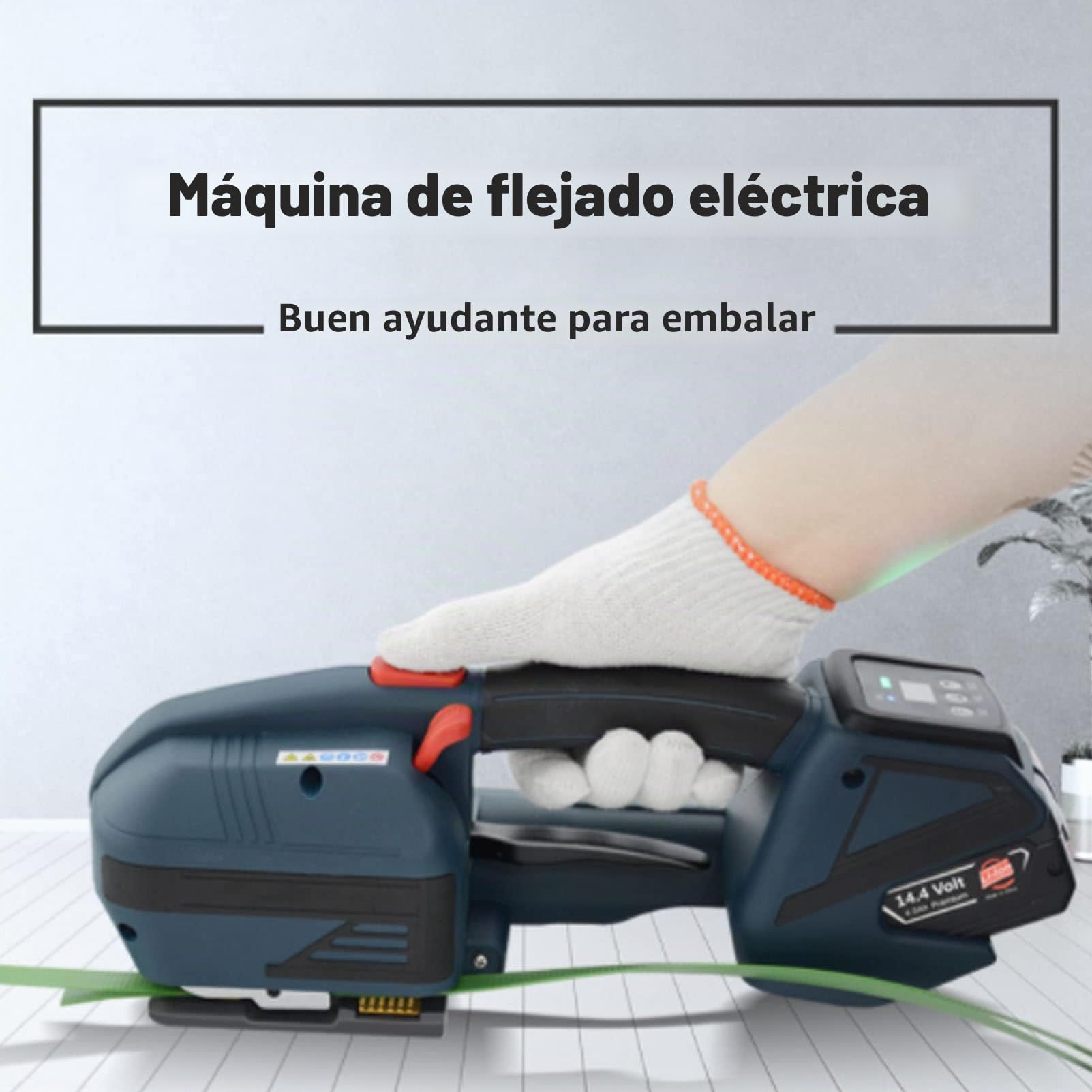 THERES Empacadora eléctrica de Mano, máquina flejadora Completamente automática, Herramienta de Embalaje con Pantalla Digital LED, flejado eléctrico para Correa Pet PP de 13-16mm