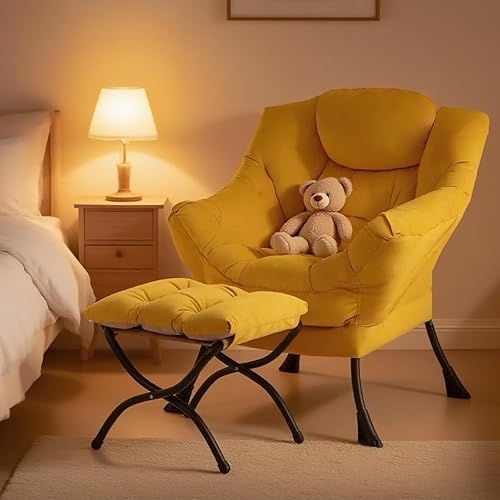 Miniatura 8 de Tiita - Sillón reclinable con otomana, grande, moderno, silla de ocio, de lectura, con reposapiés, para dormitorio, sala de estar, dormitorios,