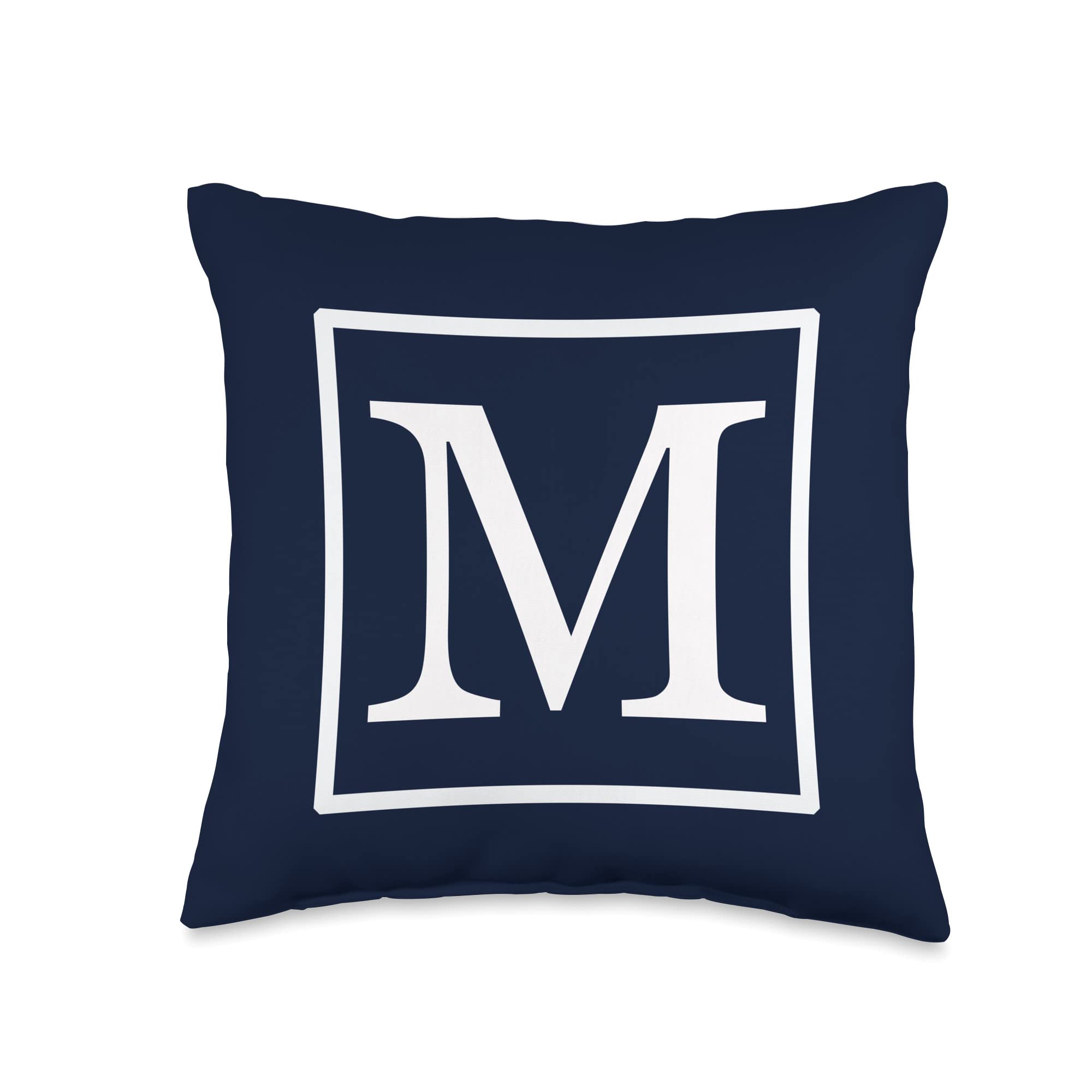 Monogram Throw Pillow Cover 18x18 Inch - Letter D Navy Blue, Geometric Farmhouse Decor - View #12