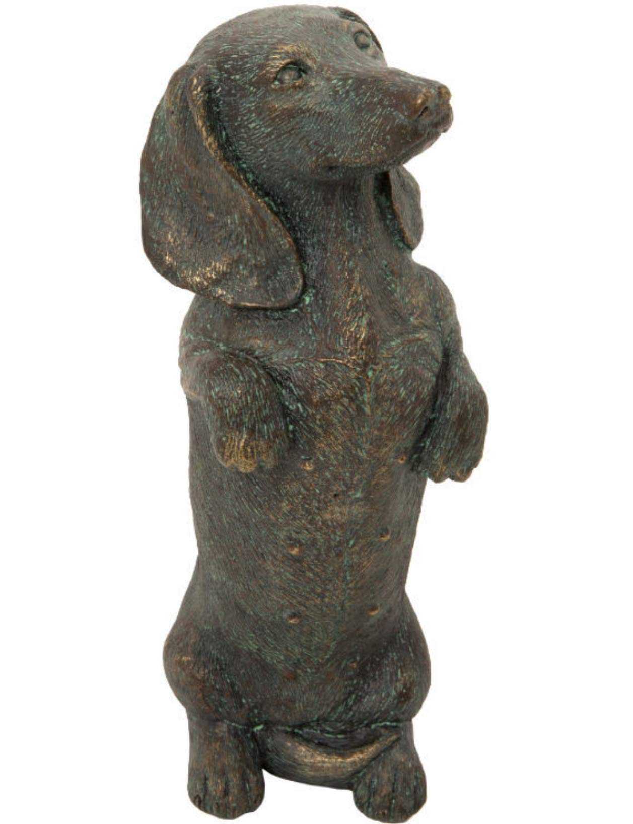 Animal Crackers Bronze Effect 23Cm Dachshund Sausage Dog In/Outdoor Ornament Sculpture Figurine
