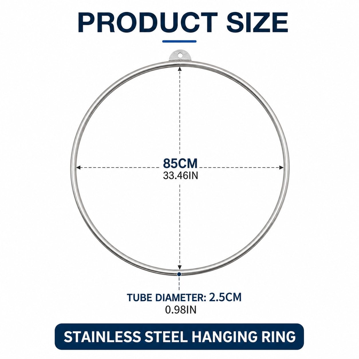 Professional Aerial Lyra Hoop, Cerchio per Lo Yoga Aereo con Accessori, per L'Acrobatica Aerea E La Ginnastica Aerea, per Lo Studio di Danza Silver-85cm