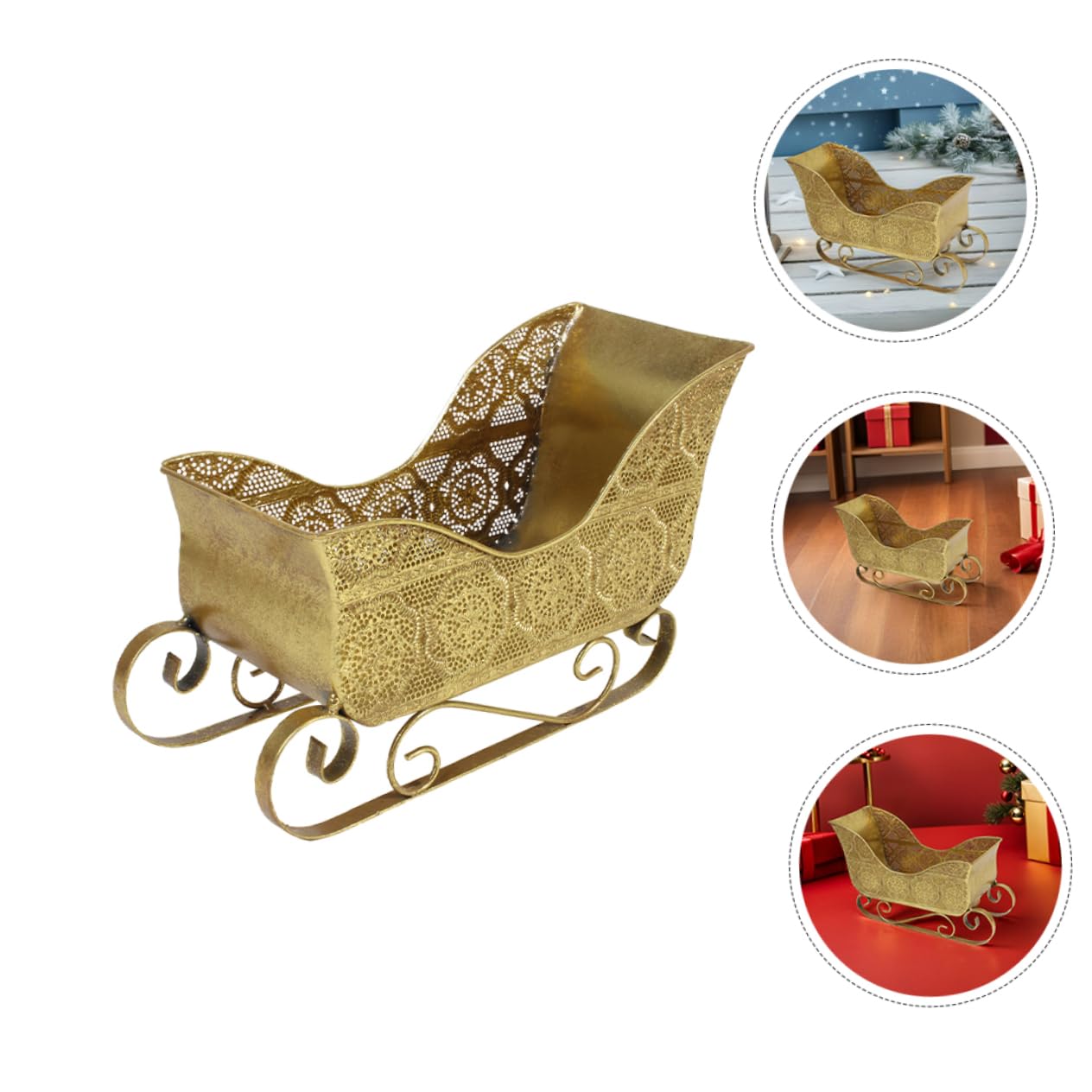 SOLUSTRE Spielzeugschlitten aus Metall Kleiner Schlitten für Weihnachtsdeko Dekoschlitten als Kamindekoration Tischschlitten mit Vintage-design Weihnachtsschlitten-ornament
