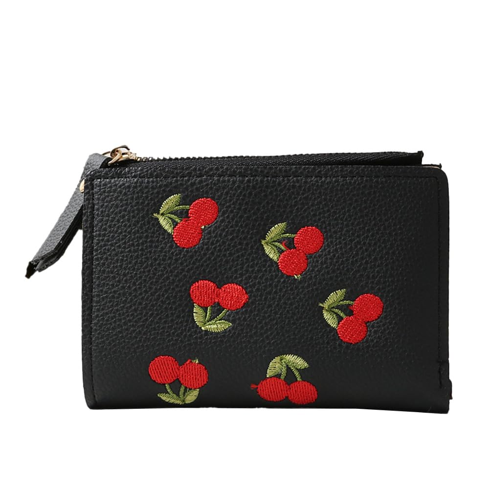 Amazon.com: Cute Cherry Embroidered Wallet Small Bifold Coin