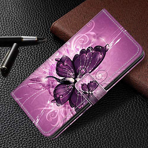 Ook Compatible With Iphone 12/12 Pro Wallet Case Leather Butterfly Design For Women For Girls Protective Leather Case With Kickstand And Card Slots For Iphone 12/12 Pro 6.1 Inches Butterfly Purple #TOP5