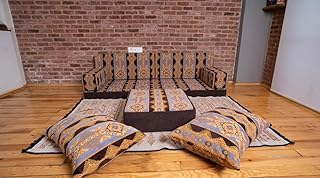Handmade Sofa Set, Arabic Single Sofa Set, Floor Cushions, Floor Seating Sofa Set, Living Room Sofa, Moroccan Sofa, Pallet Sofa, Arabic Majlis, Sectional Sofa (Sofa Full Set) (Sofa + Ottoman)
