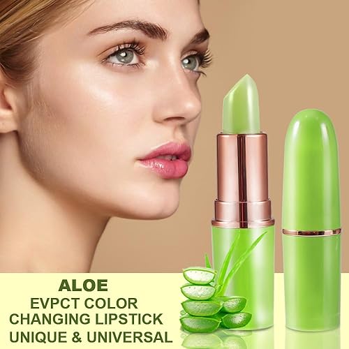 Vista 74 de BINGBRUSH - Labial que cambia de color con aloe vera, bálsamo de labios, larga duración, hidratación todo el día, cambio de temperatura, 1pc 01#Aloe