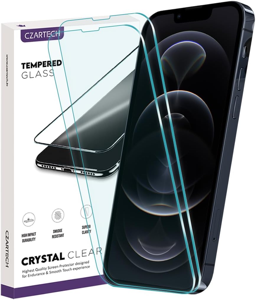 Military-Grade Tempered Glass Screen Guard Protector For iPhone 12 | iPhone 12 Pro with Easy Cleaning Kit (2-Pack)