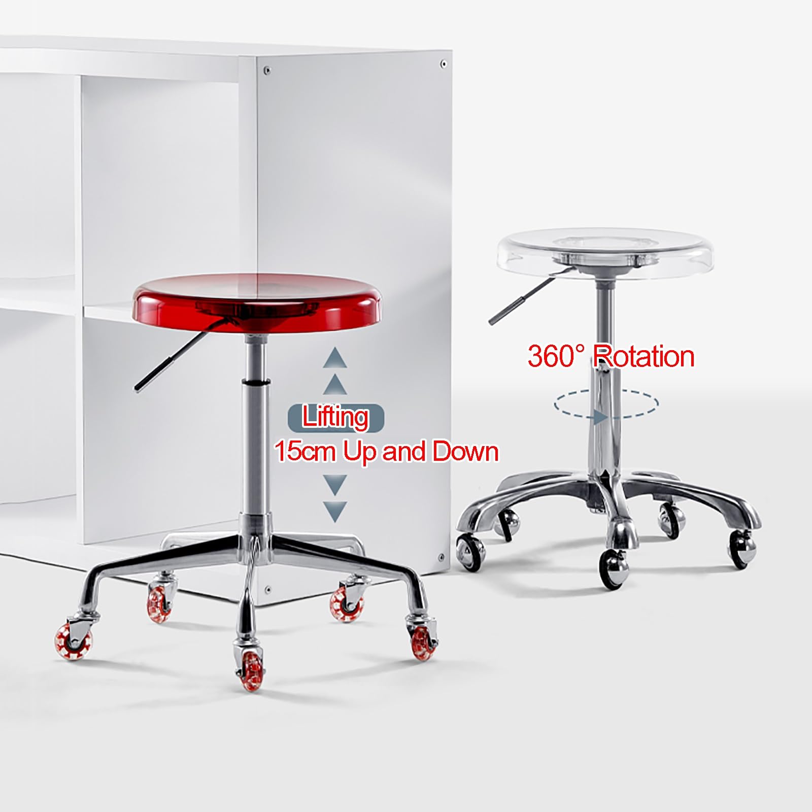 Taburete hidráulico ajustable con asiento giratorio para laboratorio, médico, tatuaje y espacios de trabajo de tienda
