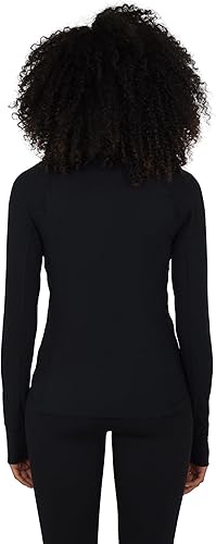 Vista 6 de Yogalicious Chaqueta atlética ligera de media cremallera de manga larga con bolsillos delanteros y orificios para los pulgares