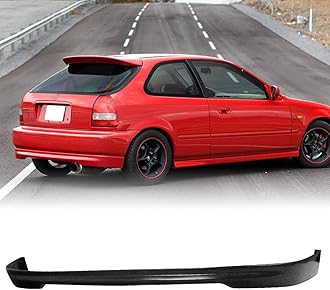 Rear Bumper Lip Diffuser Spoiler, Compatible with 1996-2000 Honda Civic Hatchback, TR Style PU Rear Lower Splitter Protector, Unpainted Black, 1PC