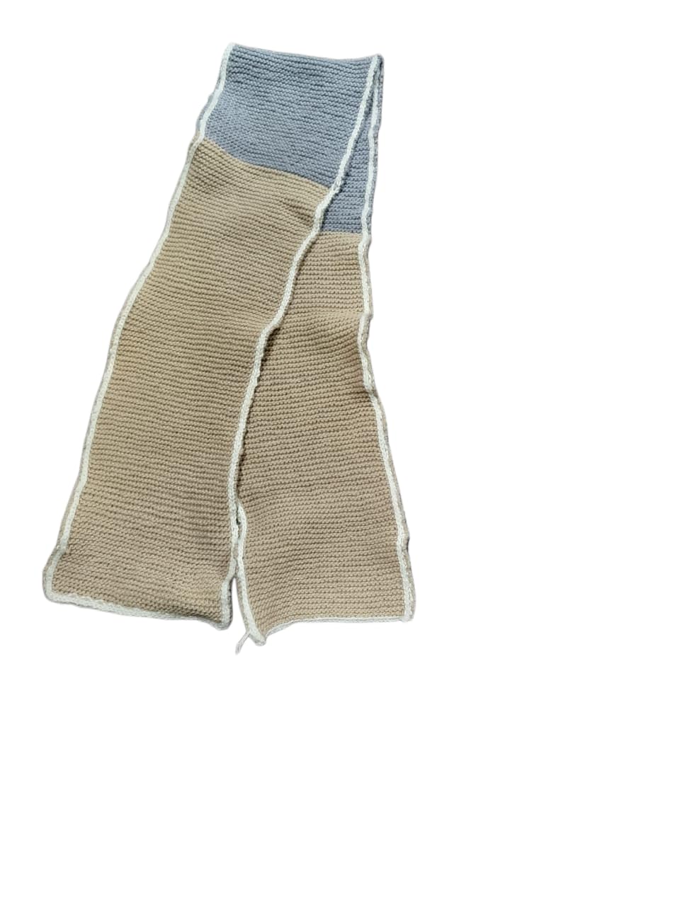 Minu Collection Women's Handmade Knit Muffler, Beige and Grey Two-Tone, Winter Neck Warmer-image-42
