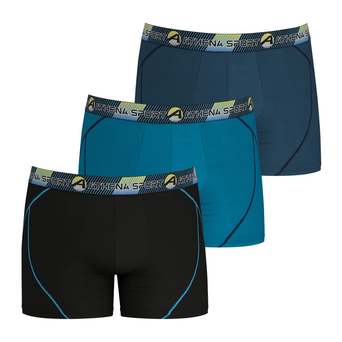 Athena - Lot de 3 Boxers Longs Homme Athena Sport Training Dry - Microfibre Ultra Extensible Respirante, Séchage Rapide - Label Oeko-TEX® Standard 100