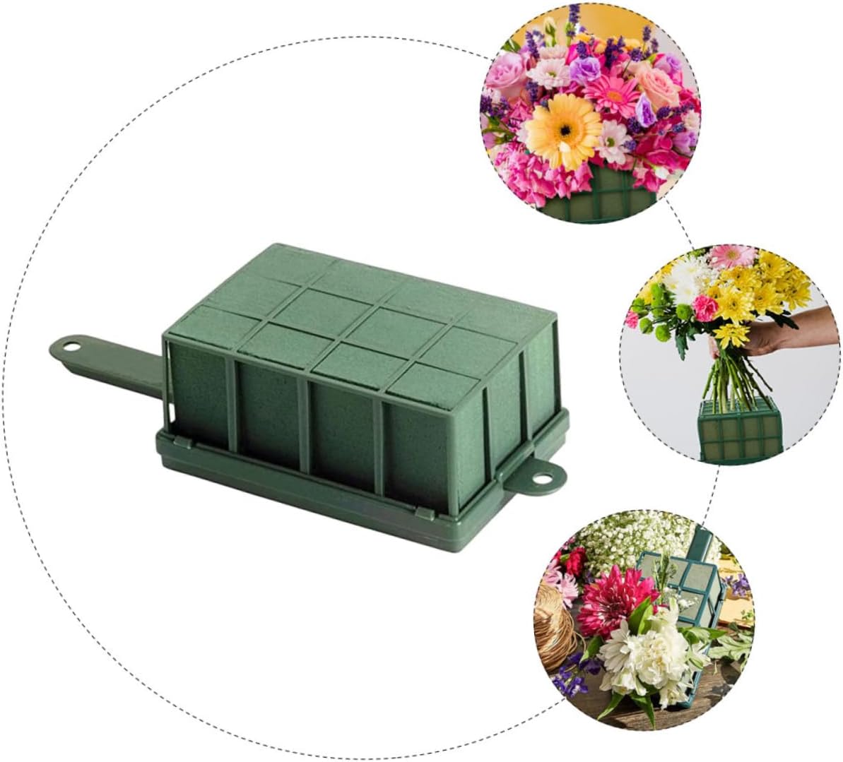Generic 4pcs Floral Cages Floral Base Holder with Handle for Fresh Flower Arrangements Lightweight Fast Water Absorption Easy to Use for Wall Table Decor