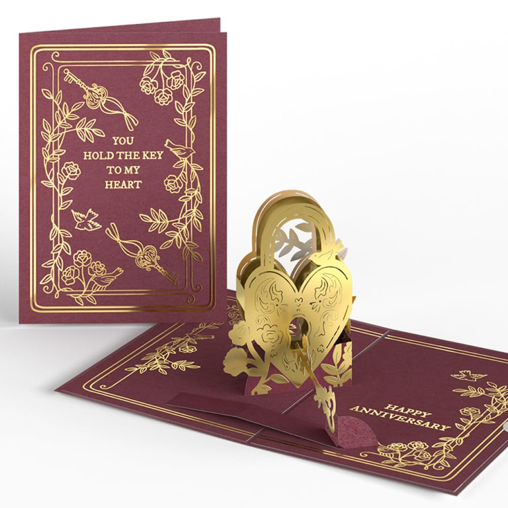 Lovepop Happy Anniversary Card | Key to My Heart 3D Pop-Up Card for Wife, Husband, or Couple | Unique Romantic Wedding Celebration Gift