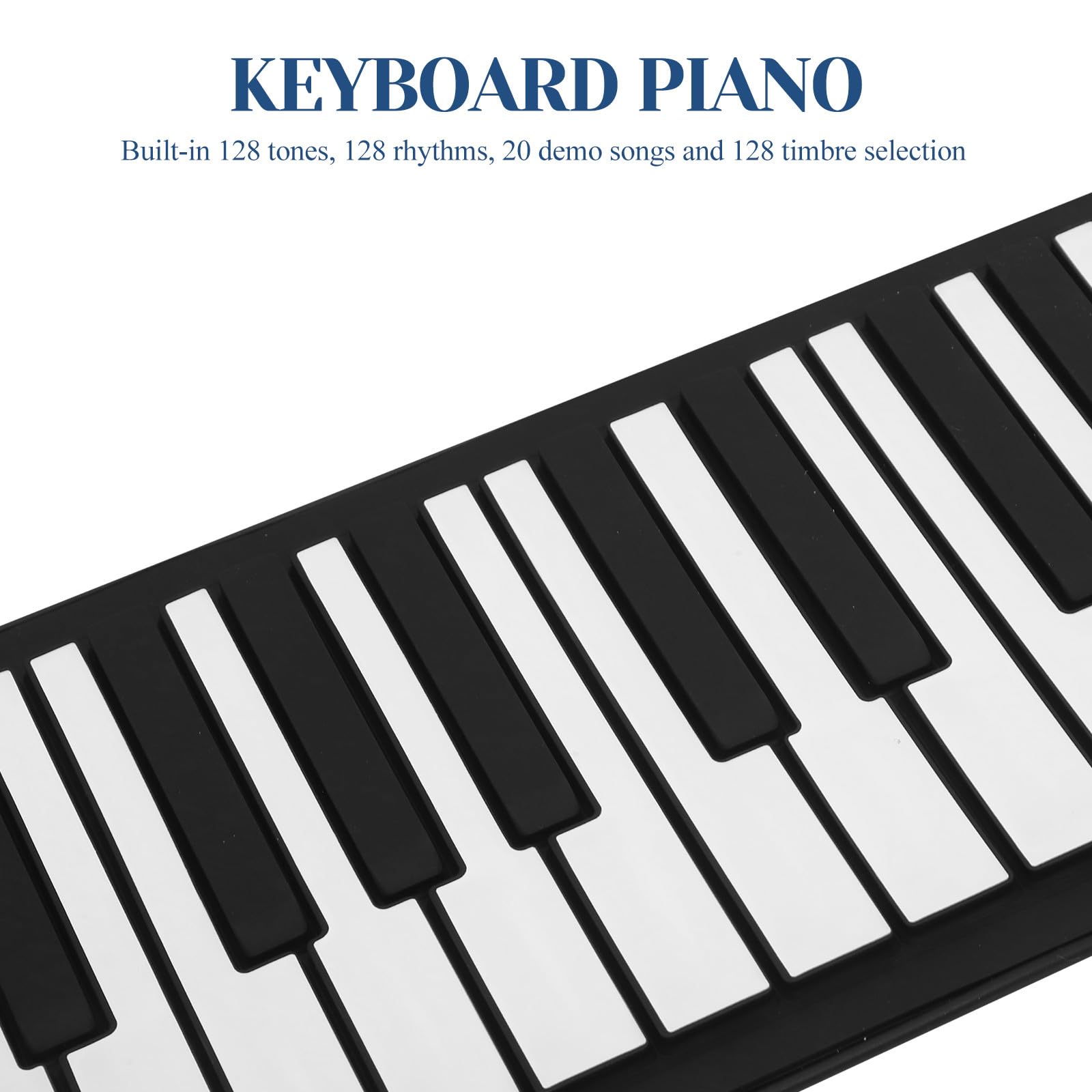 Pianoforte Pieghevole Elettronico in Silicone a 61 Tasti Portatile in Regalo Nero 128 Ritmi e Funzione di Programmazione per Ragazzo Ragazza
