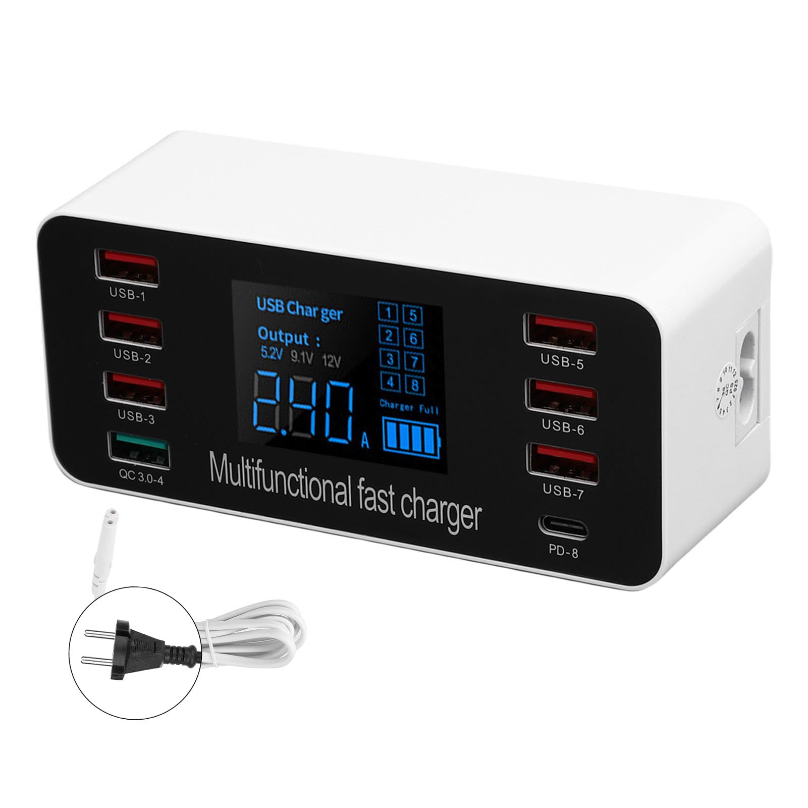 Brrnoo Hub Caricabatterie USB C da 60 W, Stazione di Ricarica Rapida Portatile con di Protezione Multipla per Laptop e Ufficio Domestico (Spina europea)