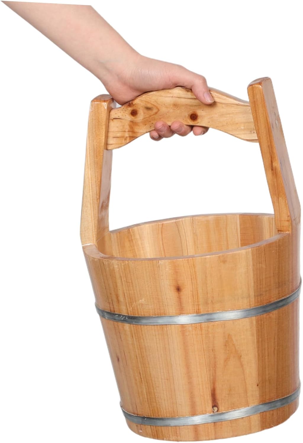 YARNOW Traditional Wooden Foot Bath Bucket Handmade Sauna Bucket Multipurpose Outdoor Water Carrier Leakproof Spa Accessory Natural Foot Soaker Wash Lightweight Portable