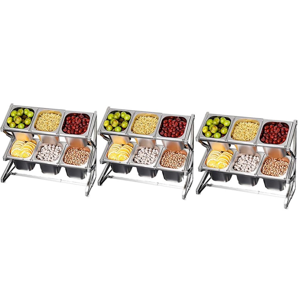 GTHTUHFD Expandable Stainless Steel Spice Rack For 10 Pots & Pans With Spoon Holder Countertop Condiment Organizer,Argento/a-25.4X8.9X17IN-3PCS