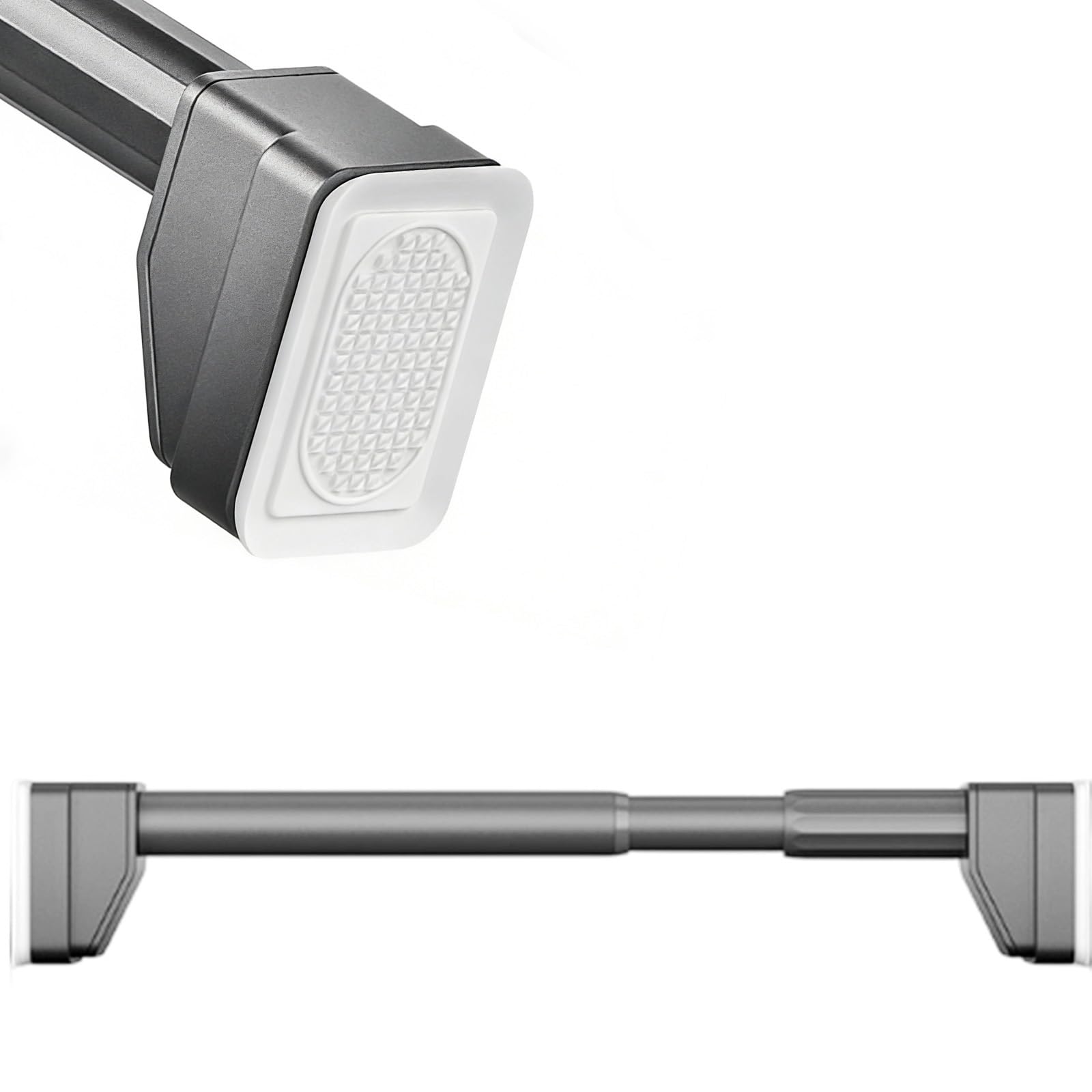 Barra de cortina de ducha para colgar en armario, 40-500cm Barra de Ducha Extensible, Barra de Cortina sin taladrar acero inoxidable para ventana Balcón baño cocina(Gris,110-200cm)