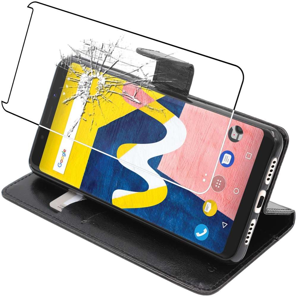 EbestStar - Cover Wiko View 2 Custodia Protezione Silicone Gel TPU Design Fibra Di Carbonio Anti Scivolo Nero Pellicola Vetro Temperato Apparecchio 154 5 X 72 X 8 3mm 6 0
