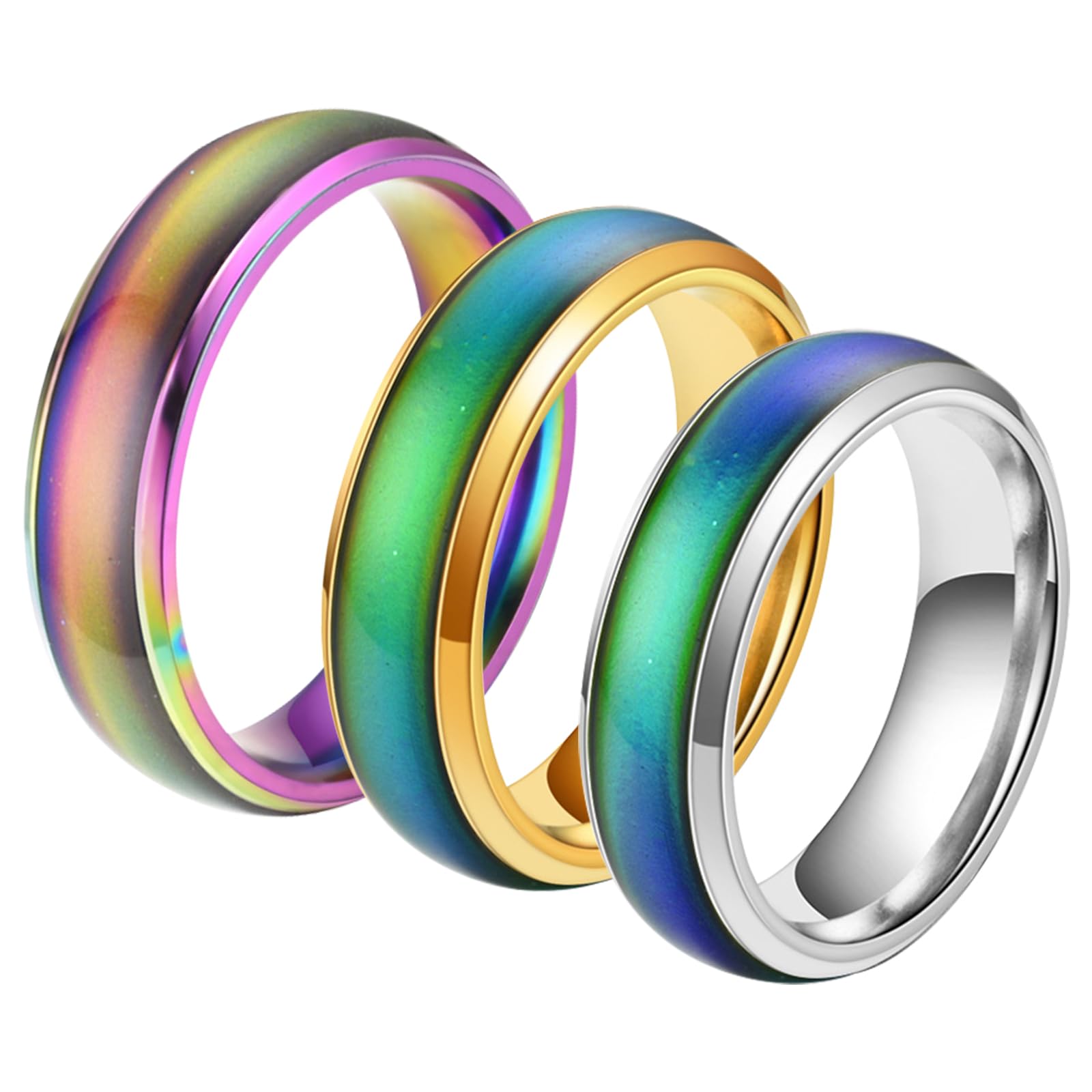 KRFY Dames Stemmingsring 925 Sterling Zilver Hart Vorm Verstelbare Solitaire Ring Handgemaakte Temperatuurregeling Variabele Ring Veranderende Kleur Stapelbare Ring, Adjustable, Zilver