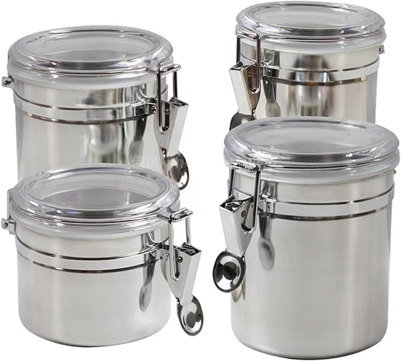 Stainless Steel Canister Set with Airtight Acrylic Lid, Coffee Bean