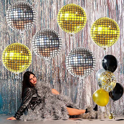 KatchOn, Large Gold and Silver Disco Ball Balloons - 22 Inch, Pack of 6 | 4D Sphere Disco Balloons for Disco Party Decorations, Bachelorette Party Decorations | New Years Decorations 2026 by KatchOn - Used condition - Image 5