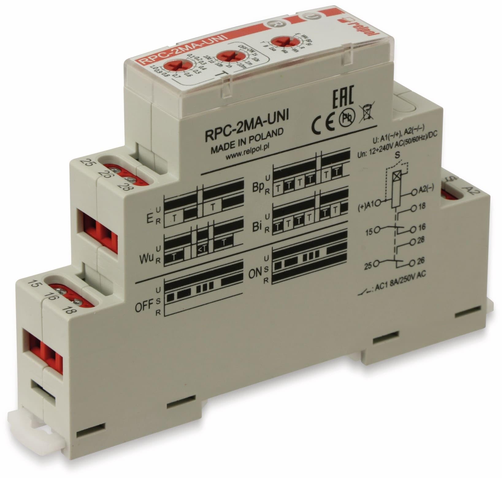 Zeitrelais RMFR2, 2 Wechsler, 10 Funktionen