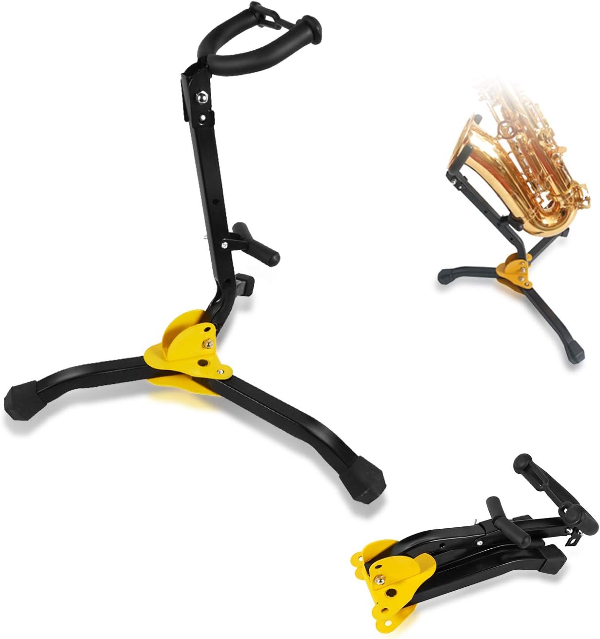 Alto Sax Stand - Foldable(12") & Adjustable - Triangle Base Design by KUWAN