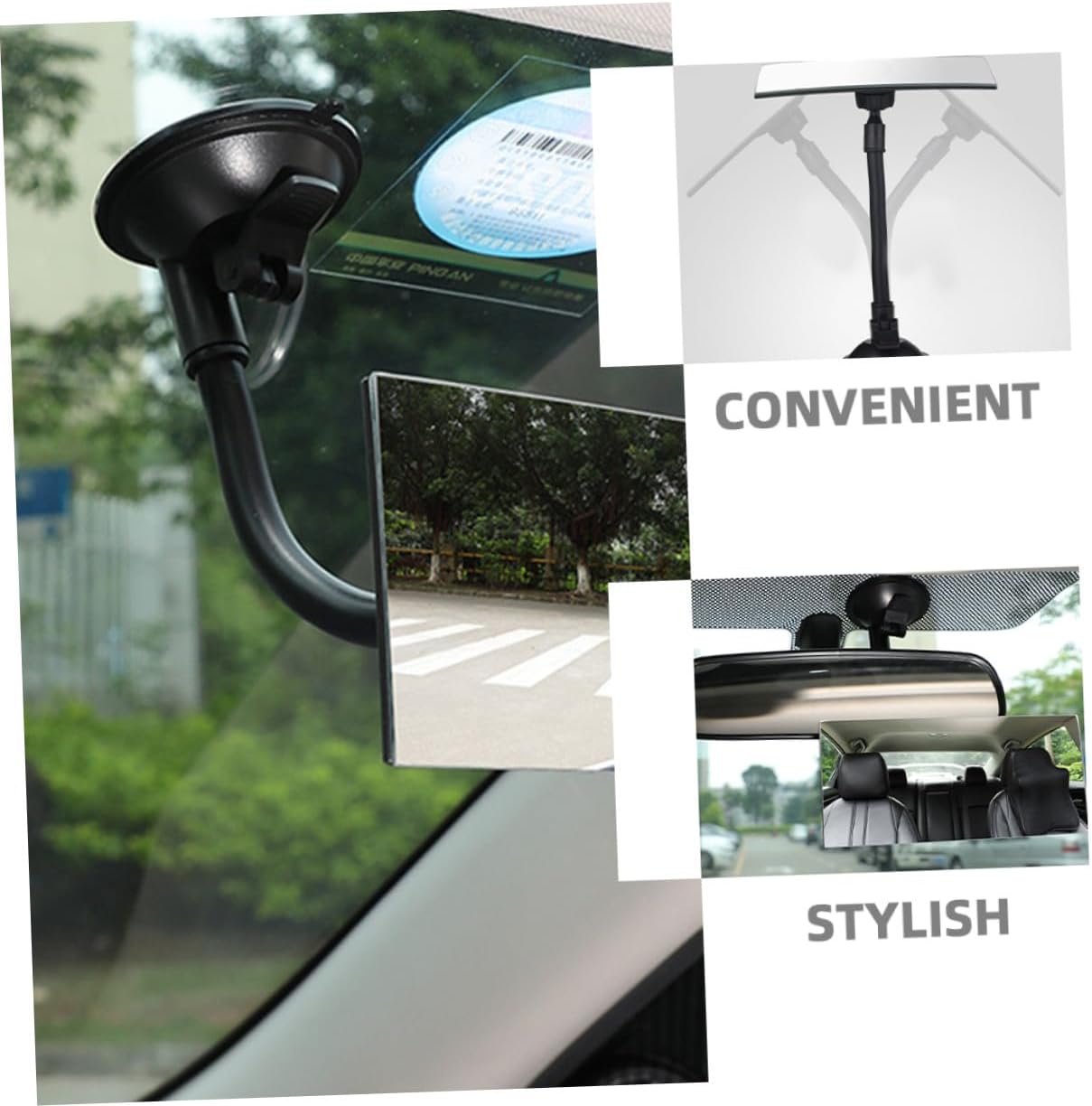 MERRYHAPY 2pcs Car Rear View Mirror with Suction Cup for Rear Facing Car Seats, Square Safety Mirror for Backseat Observation and Driving Assistance