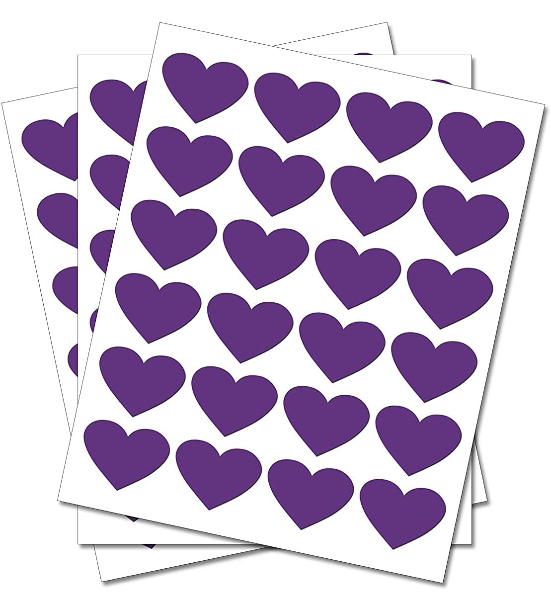Party Decor Purple 50 Hearts - Removable Self Adhesive Waterproof Durable Vinyl Stickers - Digitally Cut To The Sticker Shape - Size 13Mm