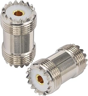 BOOBRIE 2-Pack UHF Female to UHF Female SO239 Connector RF Coaxial SO-239 Adapter PL-259 Coupler Joiner UHF Double Female Barrel Connector for CB Ham Radio WiFi Antenna
