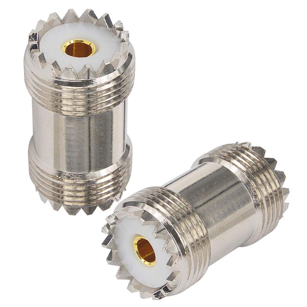 2-Pack UHF Female to UHF Female SO239 Connector RF Coaxial SO-239 Adapter PL-259 Coupler Joiner UHF Double Female Barrel Connector for CB Ham Radio WiFi Antenna