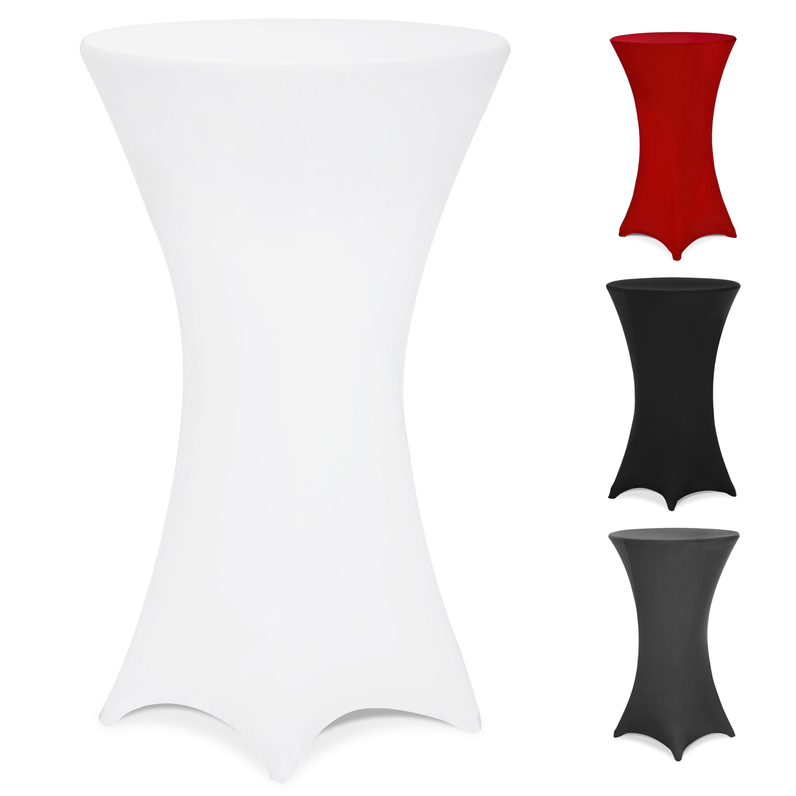 Deuba® Bar Table Stretch Slip Cover for 60-65cm Diameter Bistro Tables | 120cm Height | 30°C Washable Easy Care Fabric | Reinforced Feet | Ideal for Weddings, Parties, Events | White