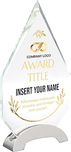 Vista 10 de Placa de vidrio personalizada de 9 1/4 pulgadas para premios y trofeos, premio personalizado para empleado del mes, regalo de jubilación, liderazgo