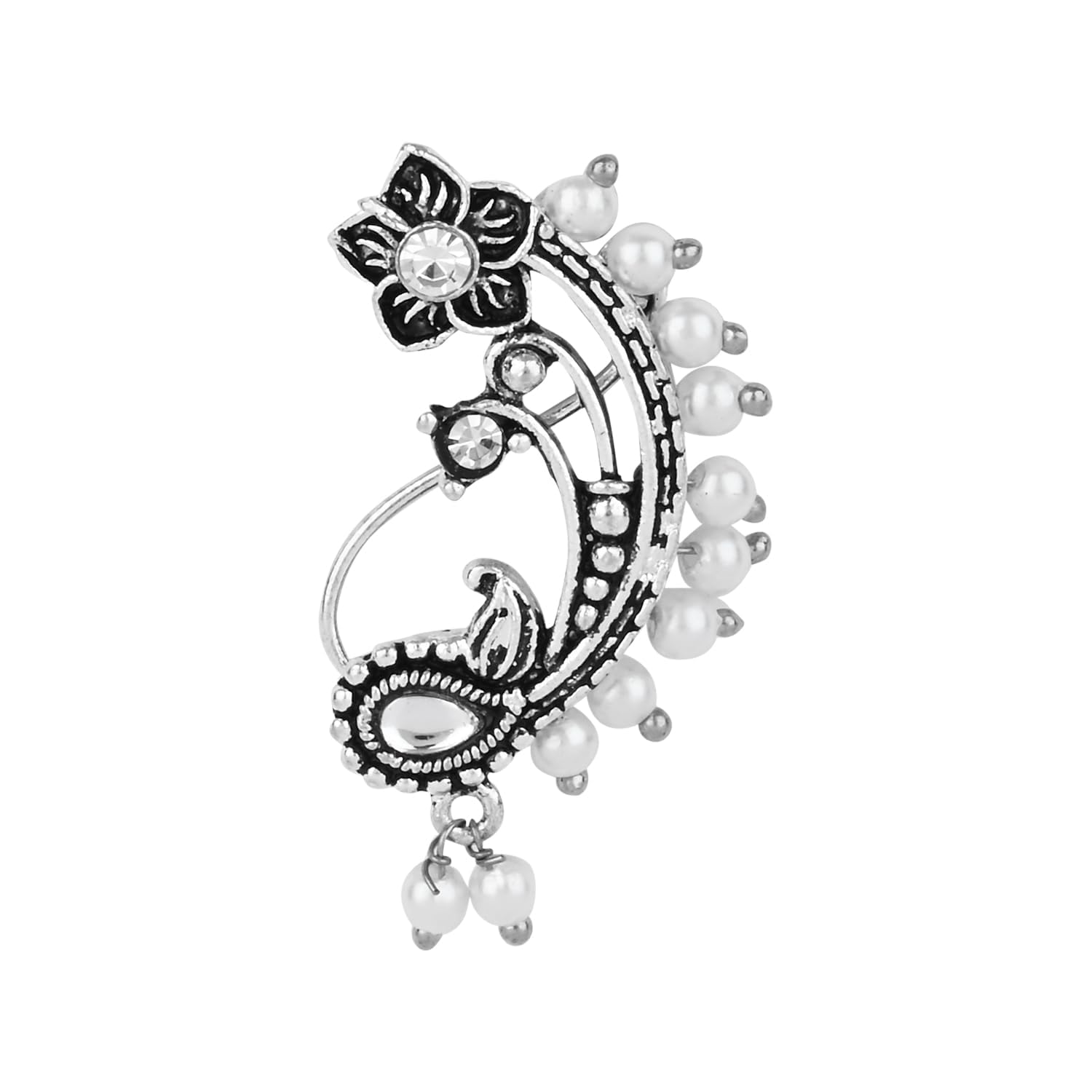I Jewels Navratri Ethnic Silver Oxidised Non Piercing Maharashtrian Nath For Women (Style 3) (B0DDXWF26W) Amazon Price History, Amazon Price Tracker