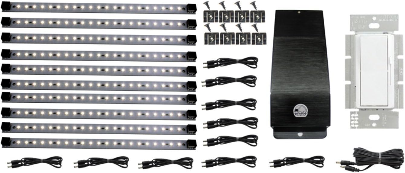 LED Hardwire Kitchen Light Kit 12V 10 Panels Dimmable LED System Included Warm White 3000 K Pro Series Ambient LED Lighting 40W Electronic Transformer