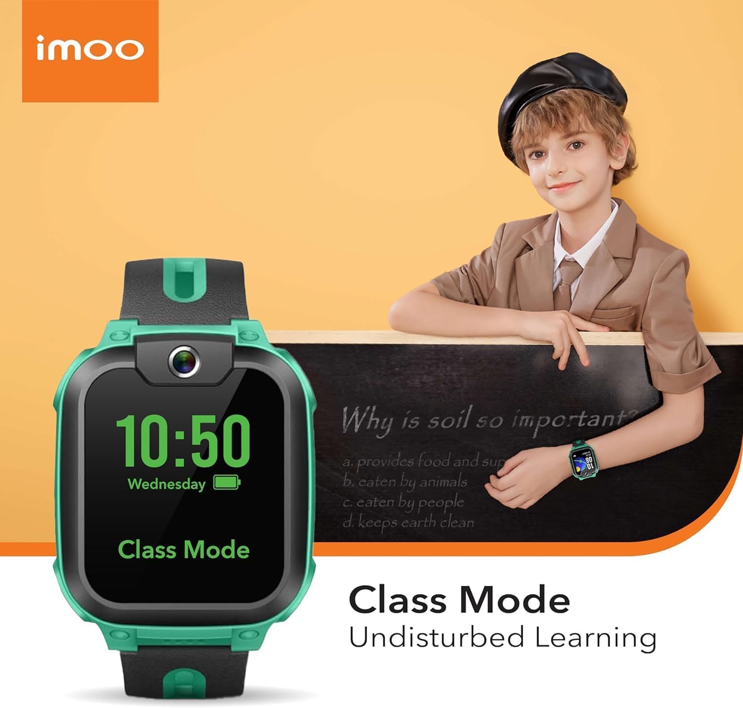 imoo Watch Phone, Smartwatch para niños 4G con videollamadas en HD, Smartwatch para niños con posicionamiento GPS en Tiempo Real, Resistencia al Agua IPX8 (Z1, Verde)