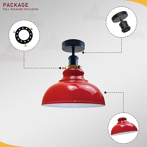 Miniatura 5 de LEDSone Lámpara de techo semiempotrada - Candelabro pequeño E26 para dormitorio, lámparas de techo con pantalla de metal, lámpara de techo moderna